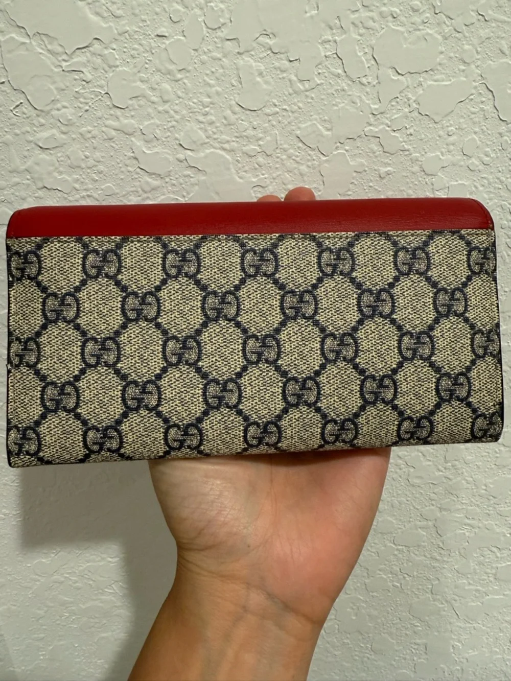 Gucci Red and Navy Ribbon Continental Wallet - Picture 2 of 6